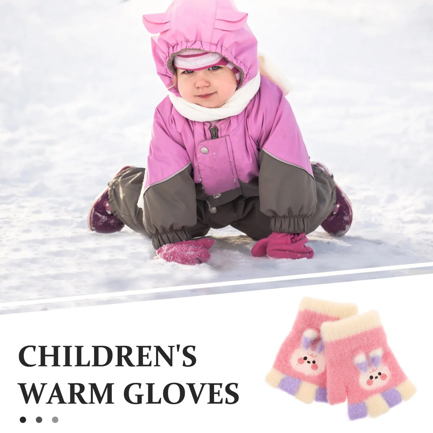 Children's Warm Gloves Little Kids The Snow Cartoon Polyester Girls Insulated Toddler