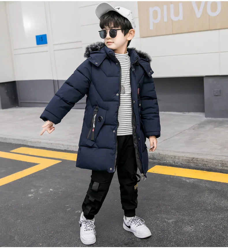 2023 Children Warm Clothing toddler boy Clothes Teen Down Cotton Padded Winter Jackets Hooded Coat Thicken Outerwear Kids Parka