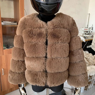 Winter coat for faux fur coat women new outerwear Fox fur short coat Fake fur  jacket furry fluffy jacket luxury woman fur Fake