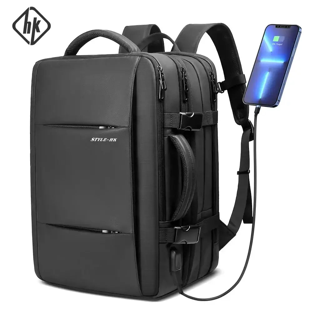 HK Travel Backpack Men Business Backpack Expandable School Bag Large Capacity 15.6" Laptop Waterproof Fashion Backpack with USB