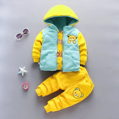 Toddler Winter Baby Girls Boys Clothing Sets Warm Faux Down Jacket Clothes Sets Children Kids Snowsuit Coats Vest Pants Overalls