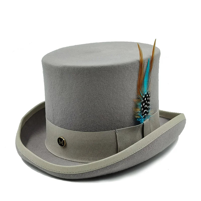 Men Top hat Magician Presidential high hat British jazz top hats male gentleman flat felt hat 2024 sombrero de copa británico