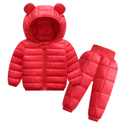 Toddler Winter Baby Girls Boys Clothing Sets Warm Faux Down Jacket Clothes Sets Children Kids Snowsuit Coats Vest Pants Overalls