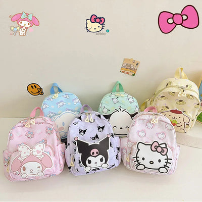 Kawaii Sanrio Hello Kitty School Bag Cute Kuromi Cinnamoroll Backpack Schoolbag My Melody Bag High Capacity Kids Christmas Gift