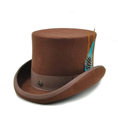 Men Top hat Magician Presidential high hat British jazz top hats male gentleman flat felt hat 2024 sombrero de copa británico