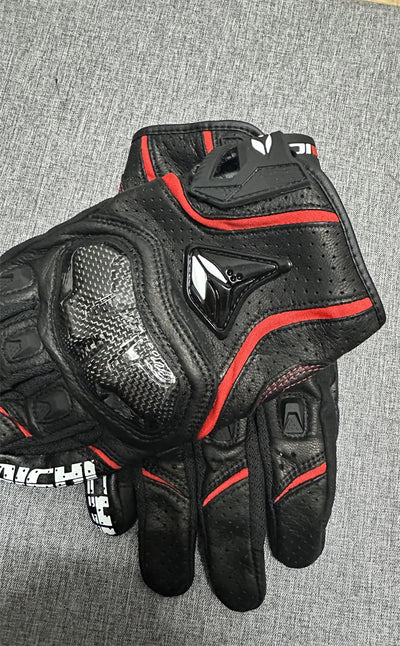 Motorcycle Gloves Black Racing Genuine Leather Motorbike White Road Riding Team Glove Men Summer Winter Touch Screen