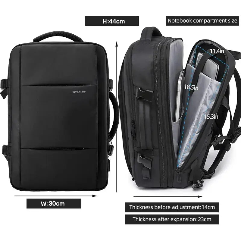 HK Travel Backpack Men Business Backpack Expandable School Bag Large Capacity 15.6" Laptop Waterproof Fashion Backpack with USB