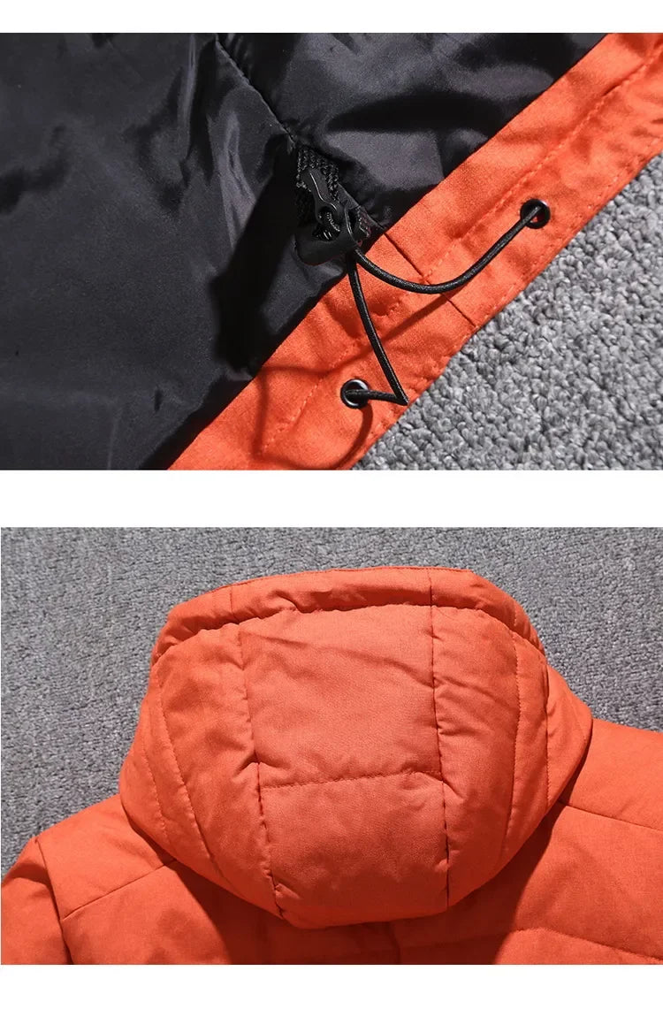 Down Jacket Men White Duck Winter Coat Windproof Warm Parkas Travel Camping Overcoat New in Thicken Solid Color Hooded Clothing