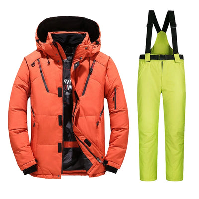 New Ski Suit Men Winter Snow Parkas Warm Windproof Outdoor Sports Skiing Down Jackets and Pants Male Snowboard Wear Overalls