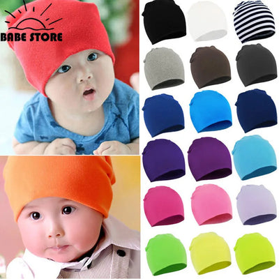 Fashion Solid Color Kids Hats Toddler Baby Boy Girl Infant Cotton Soft Warm Earmuffs Hat Beanies Cap Winter Knitted Newborn Hat