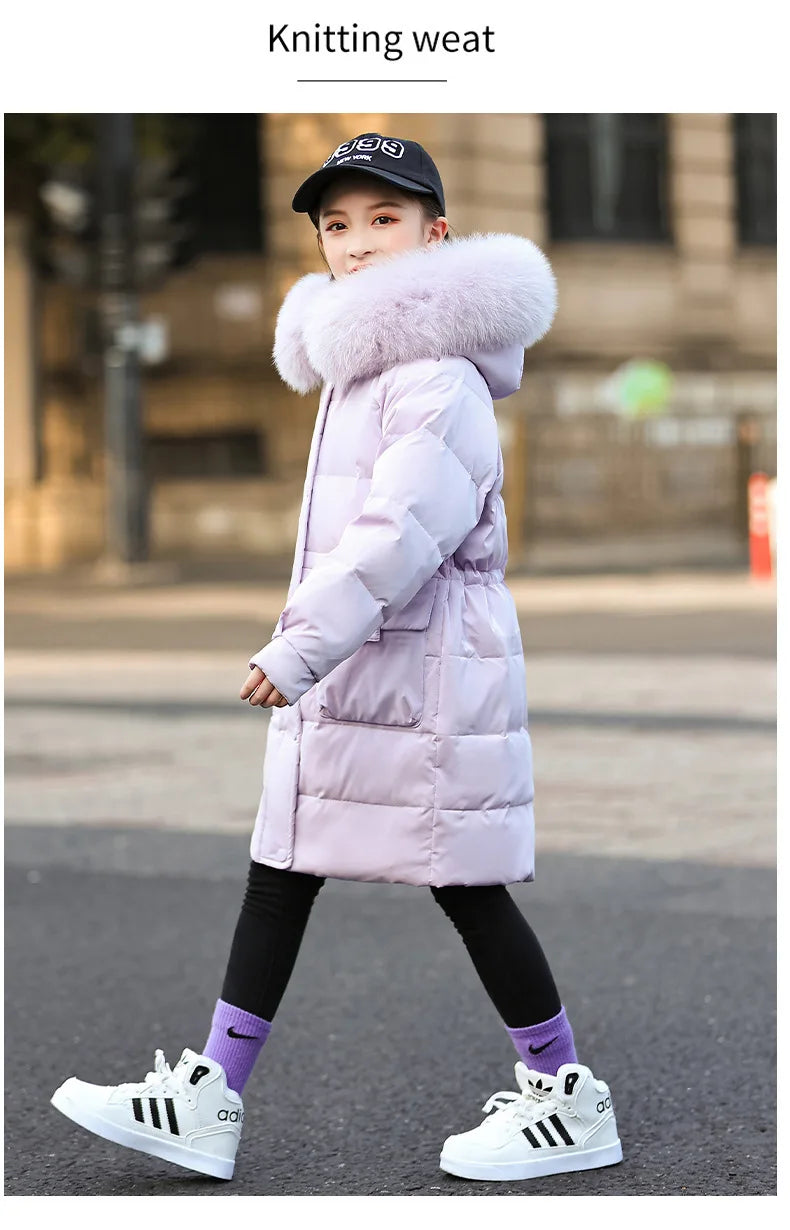 2024 Winter Thicken warm Down jacket Girls clothing kids toddler girl clothes Parka Hooded Children Outerwear Coats snow suit