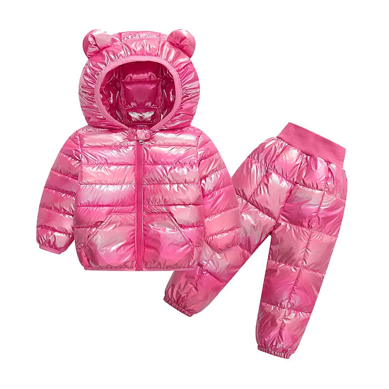 Toddler Winter Baby Girls Boys Clothing Sets Warm Faux Down Jacket Clothes Sets Children Kids Snowsuit Coats Vest Pants Overalls