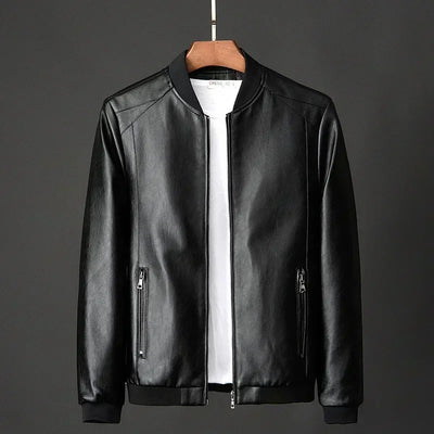 Autumn New Men Leather Coat Korean Fashion Leather Sheepskin Men Leather Jacket Trend Casual Fit Slim Baseball Clothes