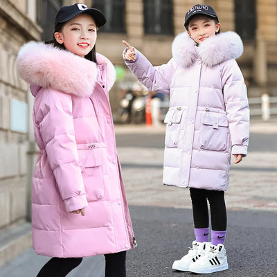 2024 Winter Thicken warm Down jacket Girls clothing kids toddler girl clothes Parka Hooded Children Outerwear Coats snow suit