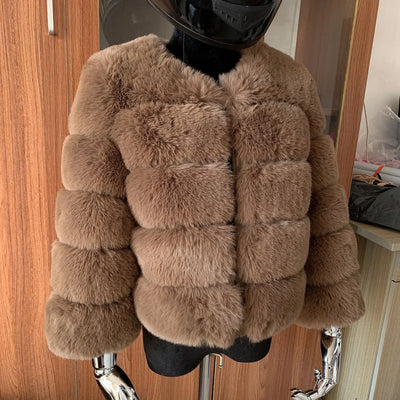 Winter coat for faux fur coat women new outerwear Fox fur short coat Fake fur  jacket furry fluffy jacket luxury woman fur Fake