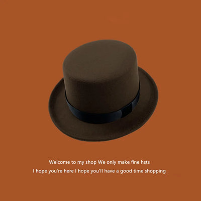 Men Top hat Magician Presidential high hat British jazz top hats male gentleman flat felt hat 2024 sombrero de copa británico