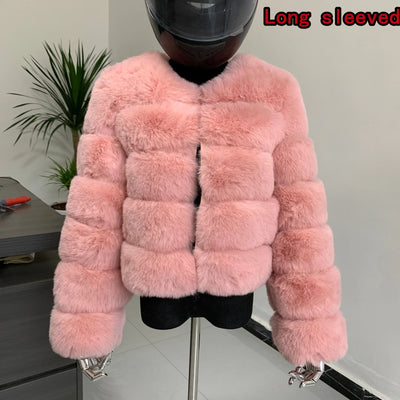 Winter coat for faux fur coat women new outerwear Fox fur short coat Fake fur  jacket furry fluffy jacket luxury woman fur Fake