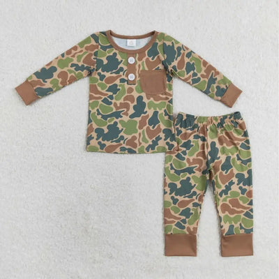 Hot Sale Kids Designer Clothes Boys Camo Branches Hoodies Top Pants Sets Boutique Sibling Clothing Baby Rompers Girls Outfits