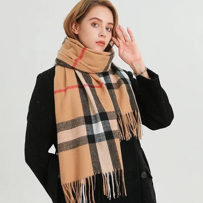 Luxury brand Winter Plaid Cashmere Like Blanket Scarf Design Thick Warm Pashmina Shawl Wraps With Tassel Poncho Stoles Echarpe