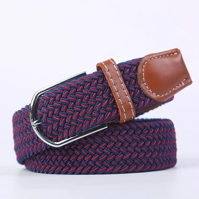 107/120/130cm UNISEX Casual Knitted Pin Buckle Women Belt Woven Canvas Elastic Expandable Braided Stretch Jeans Belts for Men