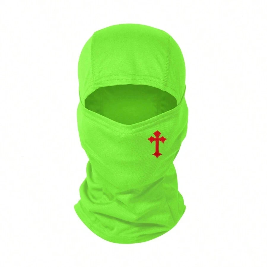 1pc Cross Printed Mask Hood For Men And Women Outdoor Riding Balaclava Hat Windproof And Sunscreen Sun Hat