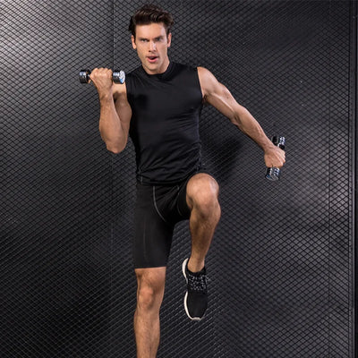 Men Gym T-Shirt Bodybuilding Basketball Tank Top Man Quick Dry Compression Sleeveless Shirt Fitness Singlets Vest Male Clothes