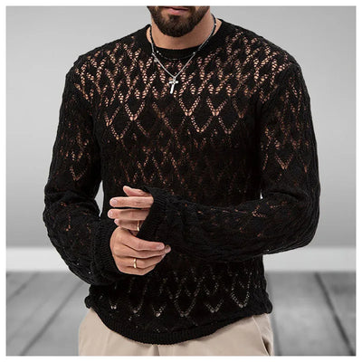 Sexy Hollow Men's Knitwear Party Perspective Thin Pullover Sweater Sexy Mesh Men Knit Sweater Fashion Personality Men's Clothing