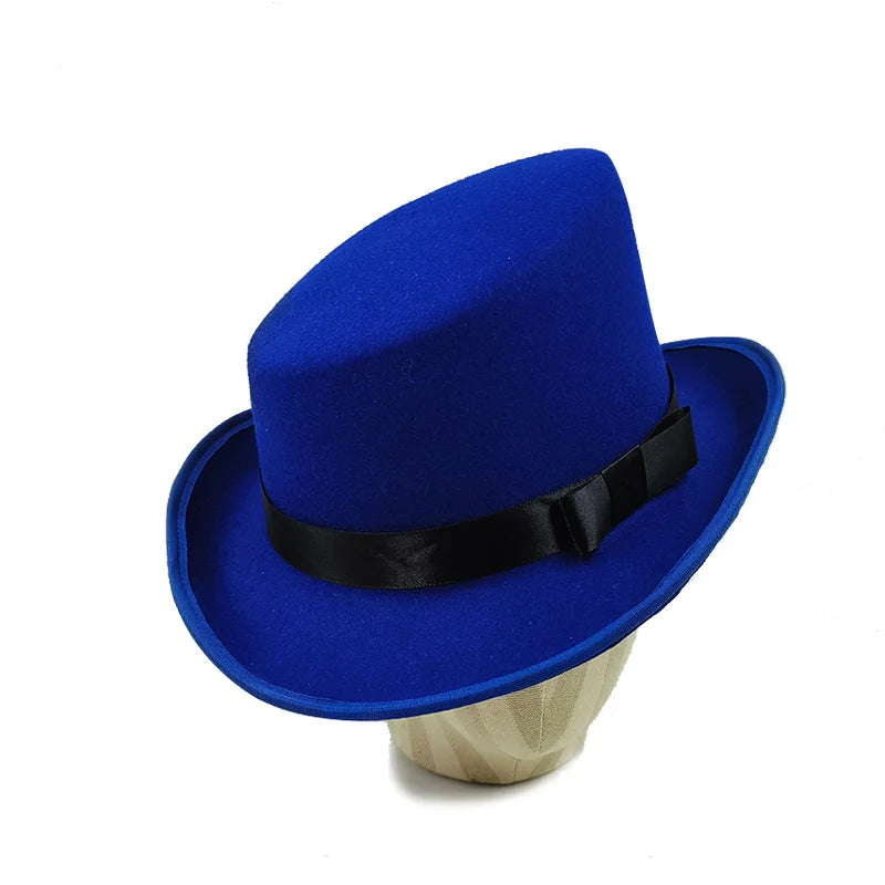 Men Top hat Magician Presidential high hat British jazz top hats male gentleman flat felt hat 2024 sombrero de copa británico