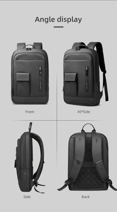 HK Slim 15.6'' Laptop Backpack Men's Business Backpacks with USB Port Lightweight Work Bag for College Daily Travel Back Pack