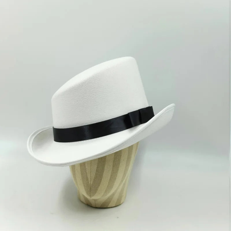 Men Top hat Magician Presidential high hat British jazz top hats male gentleman flat felt hat 2024 sombrero de copa británico