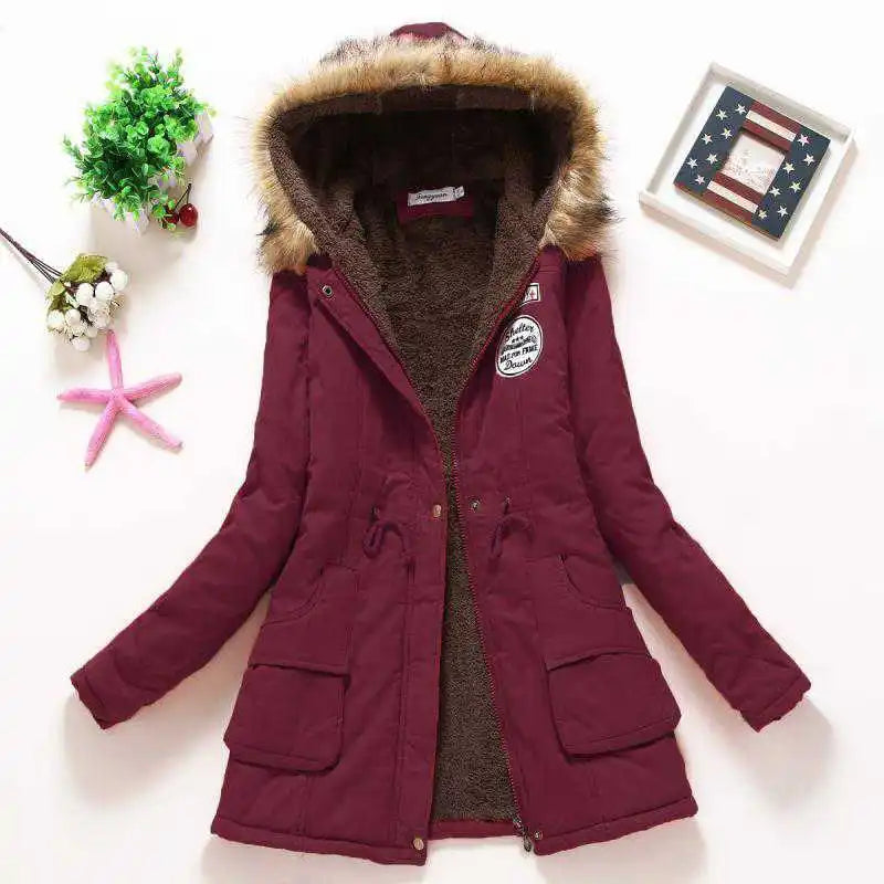 2024 New Autumn Winter Women Cotton Jacket Padded Casual Slim Coat Emboridery Hooded Parkas Wadded Warm Overcoat