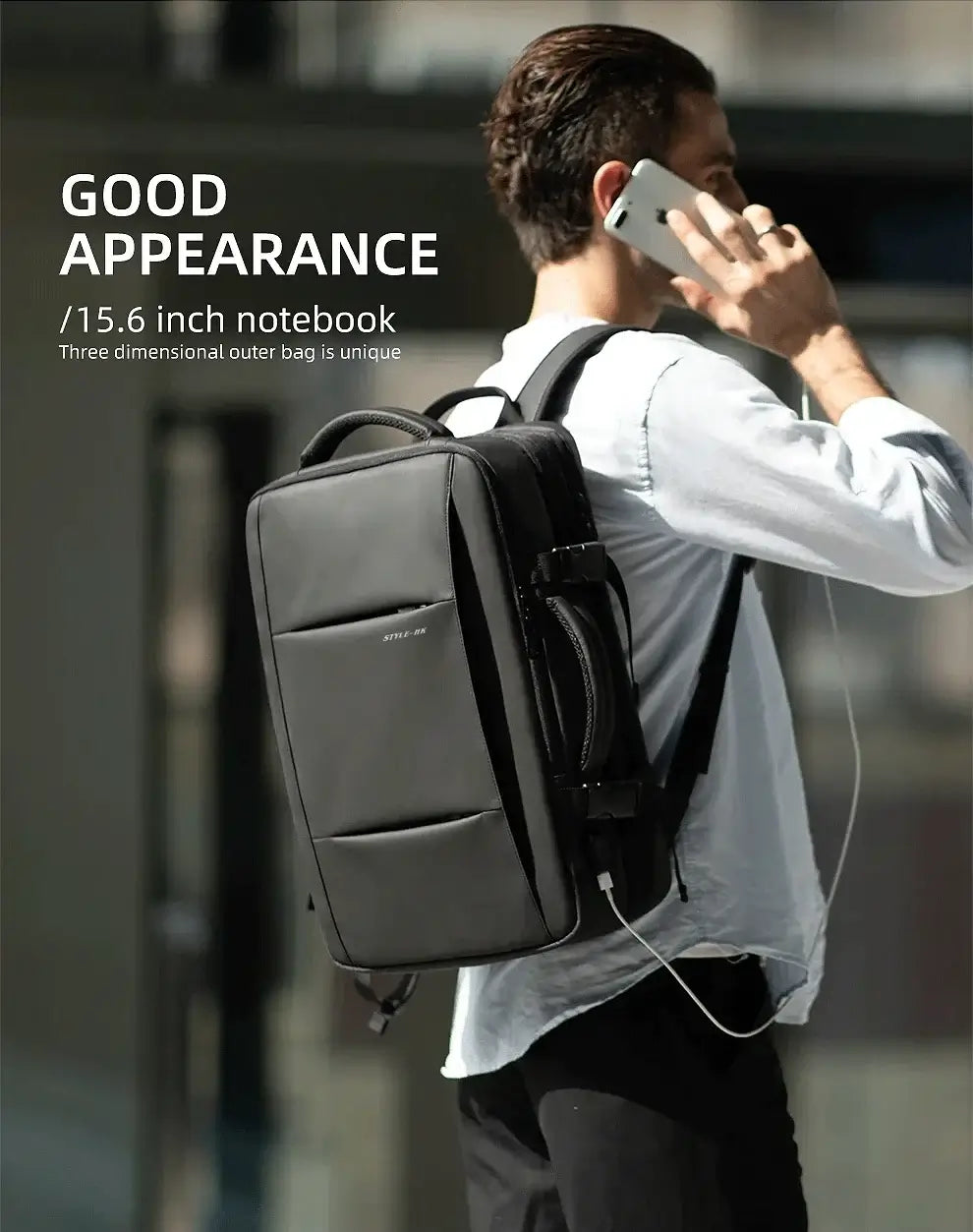 HK Travel Backpack Men Business Backpack Expandable School Bag Large Capacity 15.6" Laptop Waterproof Fashion Backpack with USB