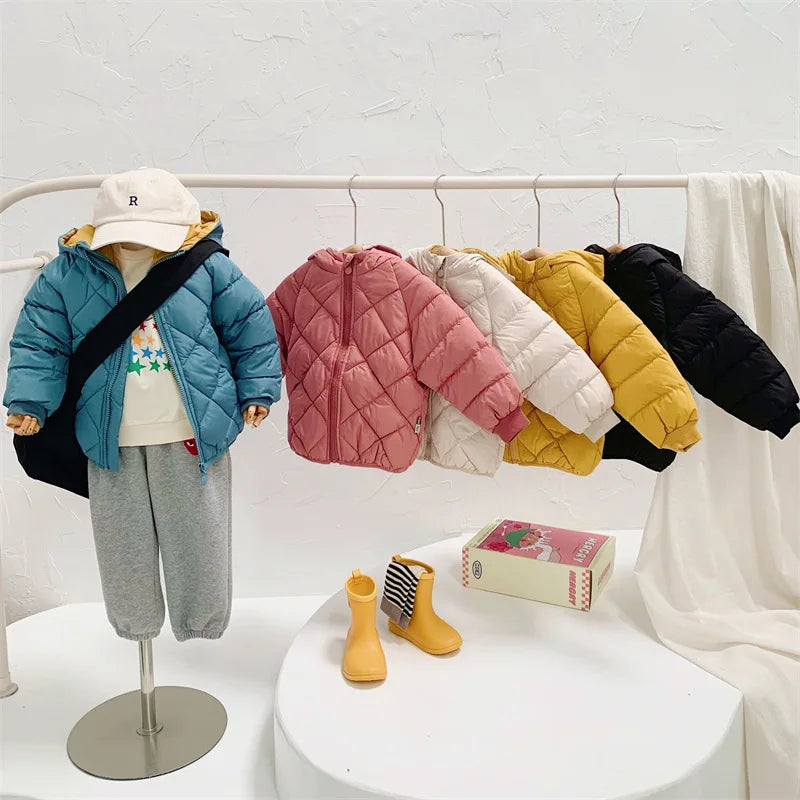 Casual Baby Girls Winter Clothes Kids Light Down Coats with Hoodie Spring Girl Jacket Toddler Children Clothing for Boys Coat