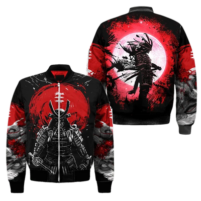 Spring Autumn Mens Bomber Jacket Samurai Oni Mask Tattoo 3D All Over Printed Zip Tracksuits Unisex Casual Zipper Jacket Clothing